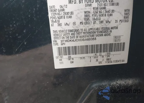 2013 Ford Edge Sel from USA, damaged, VIN 2FMDK4JC0DBA60355